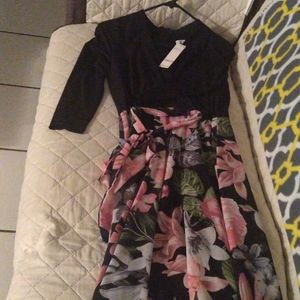 Chetta B Women's long sleeve maxi dress, size 6 Black/Blush